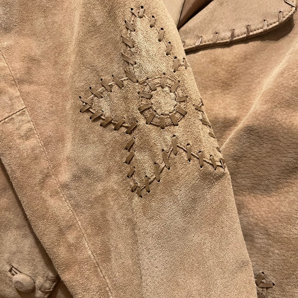 Coldwater Creek tan suede whipstitch daisy jacket - Picture 5 of 9